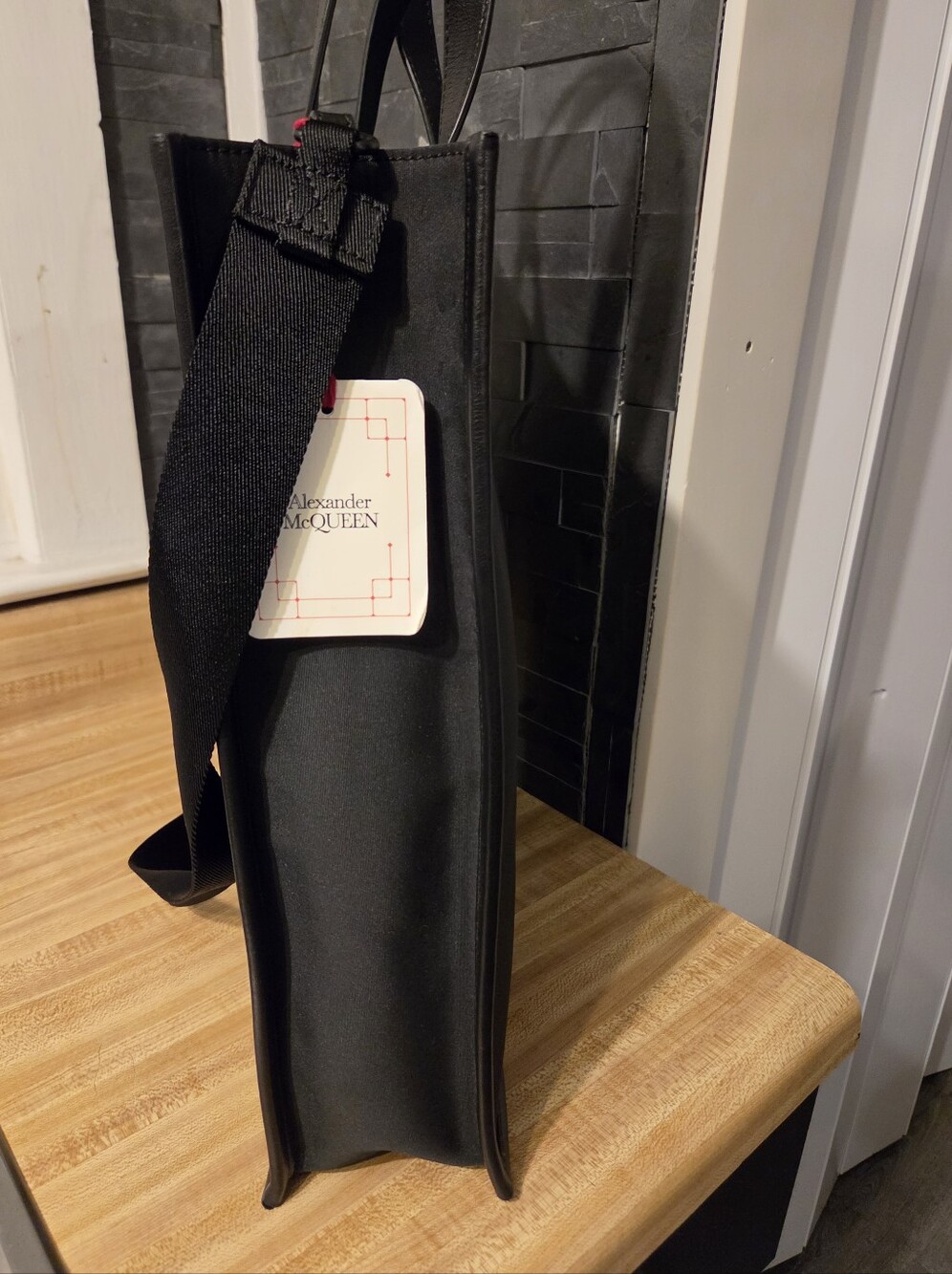Alexander McQueen NWT Black Tote w/Guitar strap & Dustbag - Picture 4 of 9